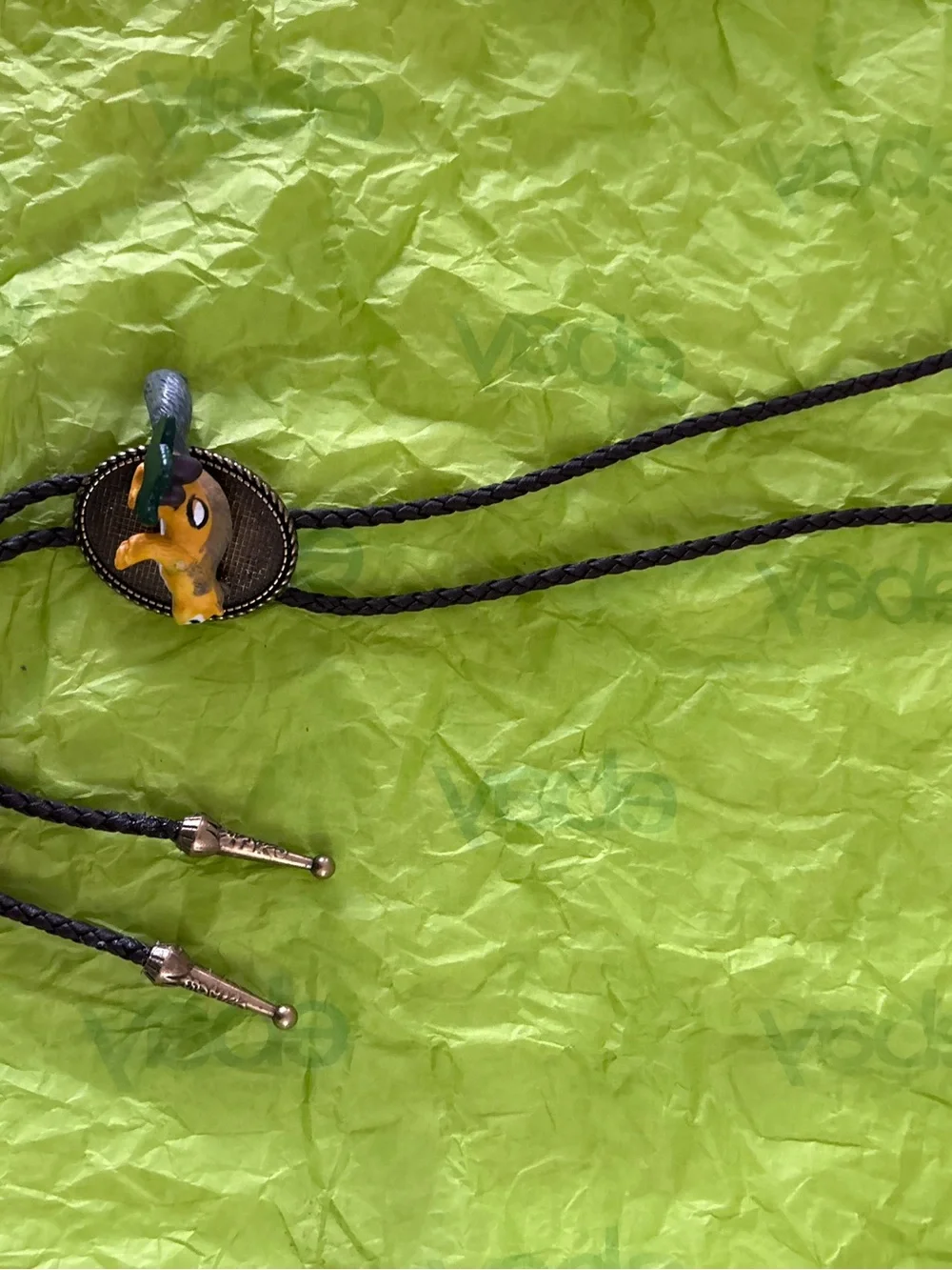 Handmade Yellow Ceramic Squirrel Pendant Bolo Tie